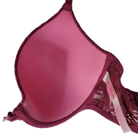 PINK Victoria's Secret Lightly Lined Front Closure Underwire Plunge T-back 32D - Picture 7 of 11